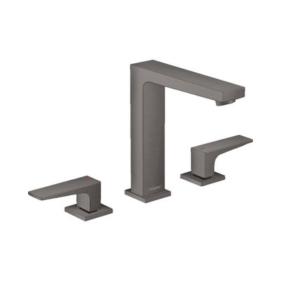 Wastafelmengkraan Metropol HansGrohe 3-Gats 160 met Rechte Greep en Push-Open Afvoer Geborsteld Zwart Chroom