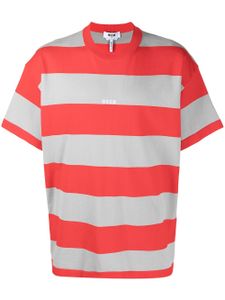 MSGM t-shirt rayé à logo imprimé - Gris