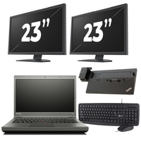 Lenovo ThinkPad T440 - Intel Core i5-4e Generatie - 14 inch - 8GB RAM - 240GB SSD - Windows 11 + 2x 23 inch Monitor