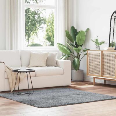Hoogpolig vloerkleed NAVARRA 160x160 cm polyester lichtgrijs