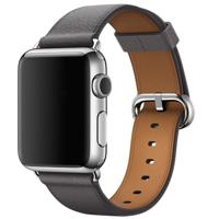 Klassieke knop lederen polsband horloge band voor Apple horloge serie 3 & 2 & 1 38 mm (grijs)