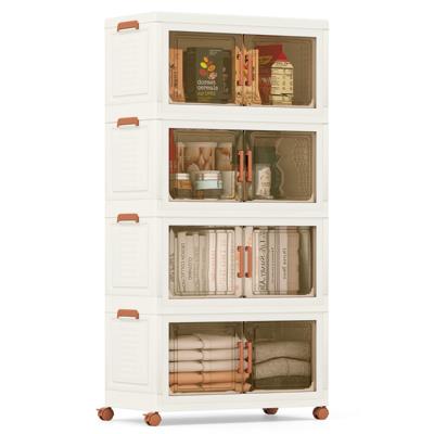 Opvouwbare Opbergbakken van 210L/280L met Deksel 3/4-Pack Stapelbare Kunststof Opbergdozen met Wielen Opbergcontainers 4er