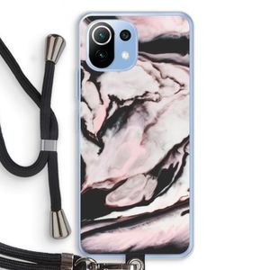 Roze stroom: Xiaomi Mi 11 Lite Transparant Hoesje met koord
