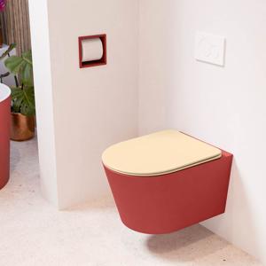 Wandcloset Mondiaz Lavie | Zonder spoelrand | Incl.Toiletzitting-Sand | Keramiek | Fire (rood)