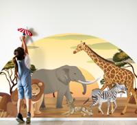 Wilde dieren muursticker Afrikaanse dieren met planten