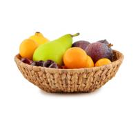 Fruitschaal Rattan - gevlochten riet - D34 x H9 cm - naturel - rond