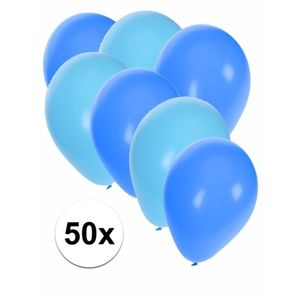 50x blauwe en lichtblauwe ballonnen   -