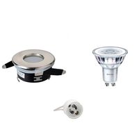 LED Spot Set - Aigi - GU10 Fitting - Waterdicht IP65 - Inbouw Rond - Mat Chroom - Ø82mm - Philips - CorePro 827 36D - 3.5W - Warm Wit 2700K - thumbnail