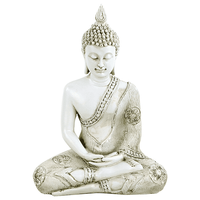 Thaise Boeddha Beeld Mediterend Polyresin Wit - 20 x 11 x 27 cm - thumbnail