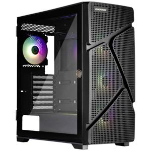 Enermax MarbleShell MS31 ARGB Midi-tower PC-behuizing Zwart 4 voorgeïnstalleerde LED-ventilators, Zijvenster, Stoffilter