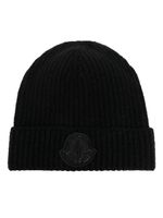 Moncler bonnet nervuré à patch logo - Noir - thumbnail