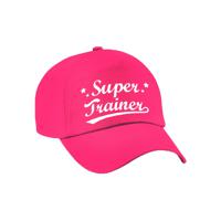 Cadeau pet/cap voor volwassenen - Super Trainer - roze - geweldige coach - thumbnail