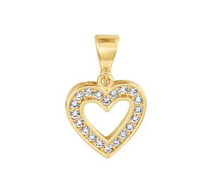 Hanger Hartje geelgoud-zirconia wit 17 x 10,5 mm