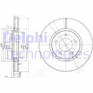 Remschijf DELPHI, Remschijftype: Geventileerd: , u.a. für Chrysler, Jeep, Dodge