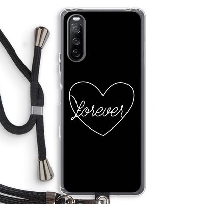 Forever heart black: Sony Sony Xperia 10 III Transparant Hoesje met koord