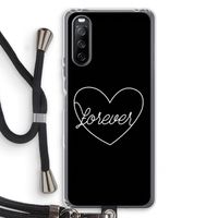 Forever heart black: Sony Sony Xperia 10 III Transparant Hoesje met koord