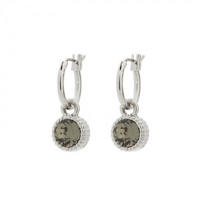 Biba Hang Oorbellen Zilver met Swarovski Steentje Bl. Diamond