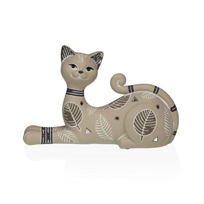 Decoratieve figuren Versa Beige Kat 5,5 X 14,5 X 20 CM