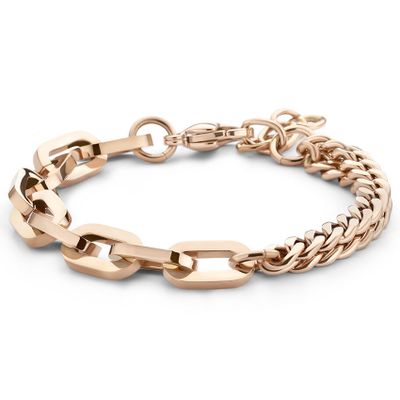 Armband Gourmet-Paperclip staal rosekleurig 8 mm 16-19 cm