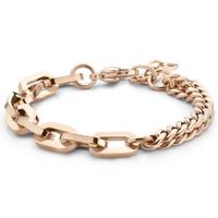 Armband Gourmet-Paperclip staal rosekleurig 8 mm 16-19 cm