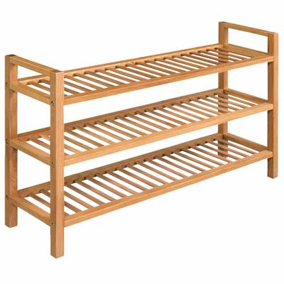 Schoenenrek met 3 schappen 100x27x60 cm massief eikenhout