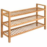 Schoenenrek met 3 schappen 100x27x60 cm massief eikenhout