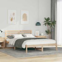 Bedframe met hoofdeinde Bruin 140 x 220 cm Massief grenenhout