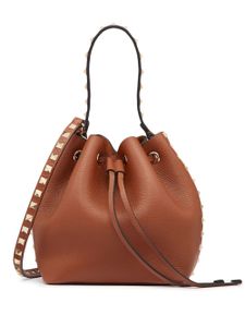 Valentino Garavani sac seau Rockstud en cuir - Marron