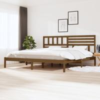 Bedframe massief grenenhout honingbruin 200x200 cm