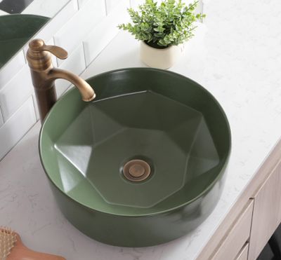 Waskom SaniClear Evita | 40 cm | Keramiek | Vrijstaand | Rond | Groen mat