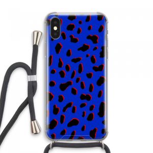 Blue Leopard: iPhone XS Max Transparant Hoesje met koord