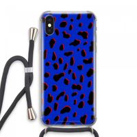 Blue Leopard: iPhone XS Max Transparant Hoesje met koord