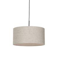 QAZQA Landelijke hanglamp zwart met beige kap 50 cm - Combi 1 - thumbnail