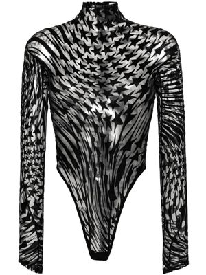 Mugler body en résille à imprimé étoiles - Noir