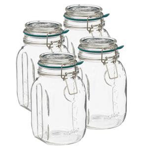 Weckpot/inmaakpot Jarro - 4x - 1L - glas - beugelsluiting - D12 x H18 cm