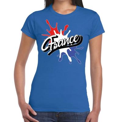 Landen t-shirt - France - Frankrijk - spetter print - blauw - voor dames - supporters kleding Landen t-shirt - France - Frankrijk - spetter print - blauw - voor dames - supporters kleding