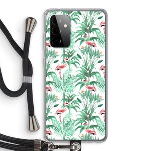Flamingo bladeren: Samsung Galaxy A72 5G Transparant Hoesje met koord