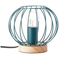 Brilliant Draad tafellampjeSorana turquoise met hout - 93044/73 Brilliant Draad tafellampjeSorana turquoise met hout - 93044/73