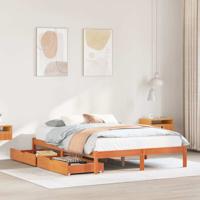 Bedframe zonder matras massief grenenhout wasbruin 120x190 cm