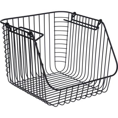 Opbergmandje - zwart - stapelbaar - 29 x 27 x 21 cm - draadmand - opbergen