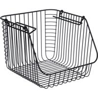 Opbergmandje - zwart - stapelbaar - 29 x 27 x 21 cm - draadmand - opbergen