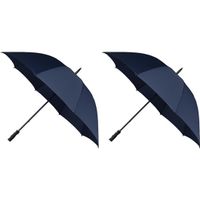 2x Golf stormparaplus donkerblauw windproof 130 cm   -