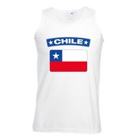 Singlet shirt/ tanktop Chileense vlag wit heren