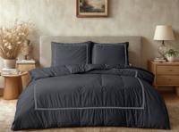 RoyalTextile - Brata Dekbedovertrek - Zwart/Grijs - Zwart 200 x 200/260 RoyalTextile - Brata Dekbedovertrek - Zwart/Grijs - Zwart 200 x 200/260