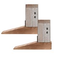 Deurstopper beachhouse - 2x - huis - lichtbruin - hout - 16 x 6 x 12 cm