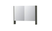 INK SPK3 spiegelkast met 2 dubbel gespiegelde deuren, open planchet, stopcontact en schakelaar 100 x 14 x 74 cm, mat beton groen
