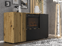 Dressoir ORISA 3 deuren artisan eik/zwart met haard