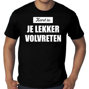 Grote maten Kerst is: je lekker volvreten Kerst t-shirt / Kerst outfit zwart voor heren