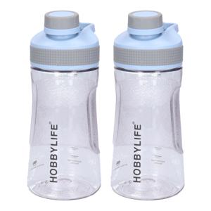 Waterfles / drinkfles / sportfles Aquamania - 2x - lichtblauw - 530 ml - kunststof - bpa vrij