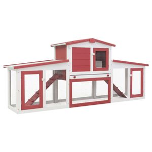 VidaXL Konijnenhok voor buiten groot 204x45x85 cm hout rood en wit